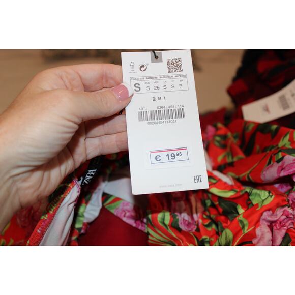 Zara Bodysuit Small Red Floral Print High Cut Sleeveless Summer Beach Vacation - Picture 6 of 6